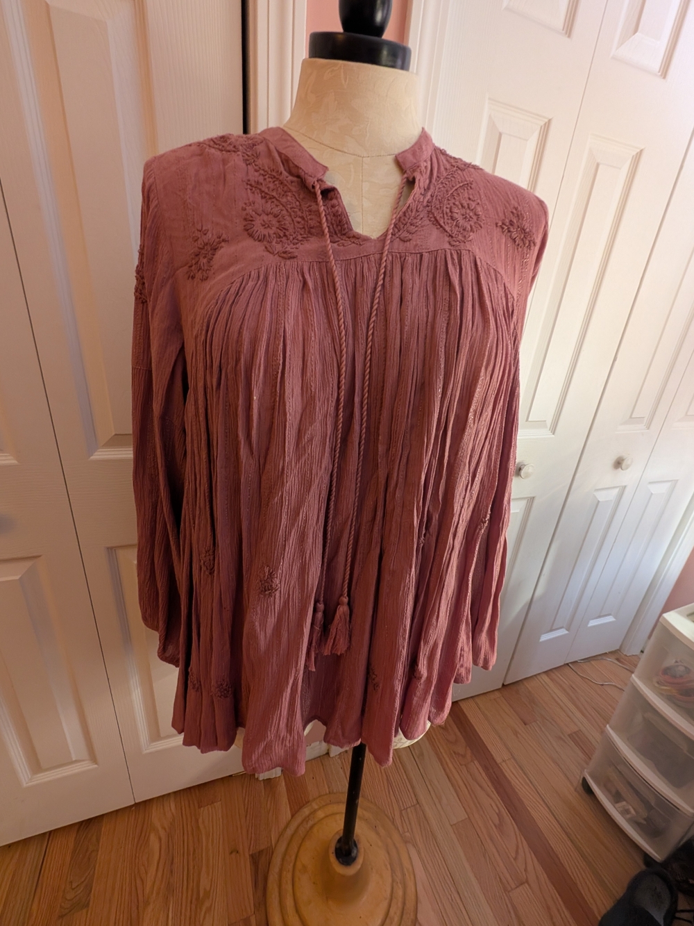 Rachel Zoe Tunic Flare Embroidered Top Size L